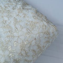 White Dyeable Georgette Sequins Embroidery