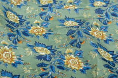 Grey  Color Pure Muslin with yellow flowers Print