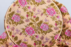 Peach  Color Pure Muslin with pink flowers Print