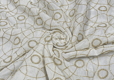 White Geometric Dyeable Embroidered Chiffon (2mtr Piece)