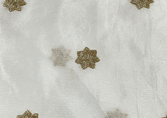 White Golden Stars Dyeable Embroidered Chiffon