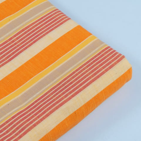 Orange Cotton Strips Print