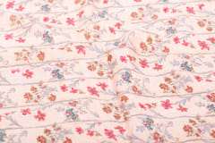 Peach  Color soft cotton print fabric with flowers