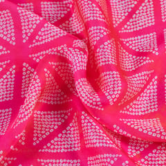 Pink Color Georgette Satin Print