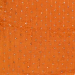 Orange Chinon Chiffon Thread Embroidery