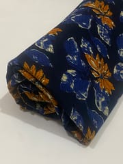 Blue Colored cotton  fabric with  flowers print
