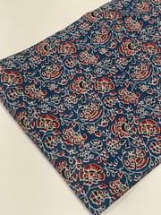Blue colored cotton  fabric with  print