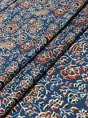 Blue colored cotton  fabric with  print