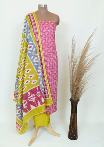 Cotton Printed Suit Set With Printed Cotton Dupatta And Cotton Bottom