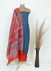 Cotton Printed Suit Set With Printed Cotton Dupatta And Cotton Bottom