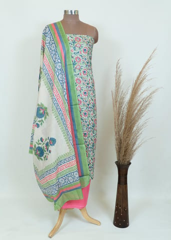 Green Color Cotton Print Shirt With Cotton Bottom And Cotton Printed Dupatta