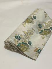 Off White cotton fabric With Golden Flowers