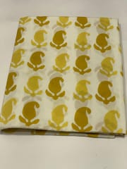 White cotton fabric With Golden Leaves