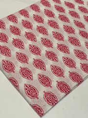 White cotton fabric with red flowers
