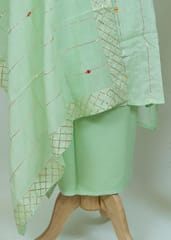 Sea Green Muslin Shirt With Shantoon Bottom And Mulsin Print Dupatta