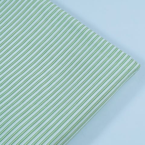White Cotton Stripes Block Print