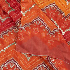 Orange Color Chinon Chiffon Embroidery