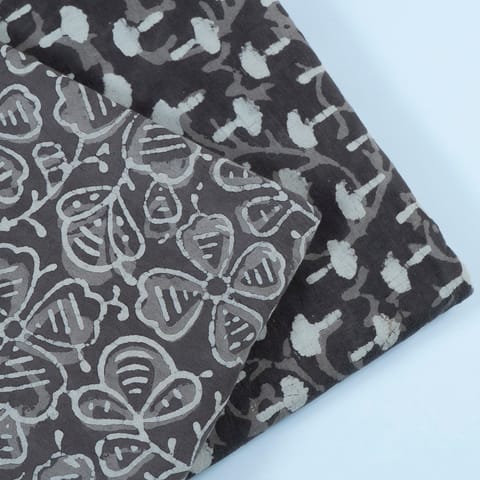 Grey Cotton Batik Print  Mix Match Set