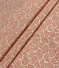 White base cotton print with leaves