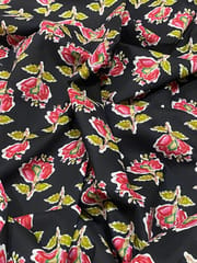 Black  base fabric with flowers