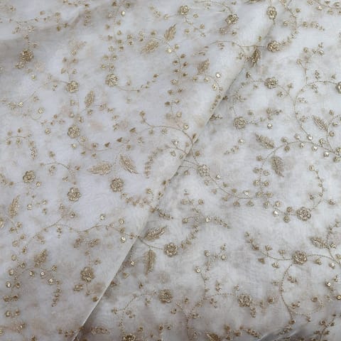 White Color Pure Organza Embroidery