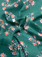 Green base fabric with flower