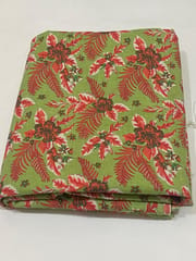 Green base fabric with red flowers