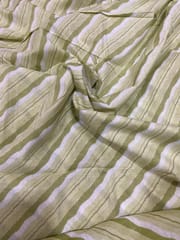 Green base fabric with stripes