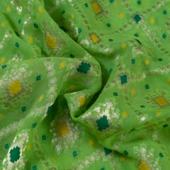 Lime Green Color Georgette Jacquard