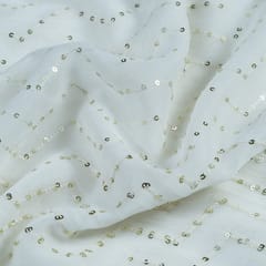 White Dyeable Georgette Thread Embroidery(80CMT PIECE)