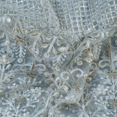 White Dyeable Net Embroidery(1.10 MTR PIECE)