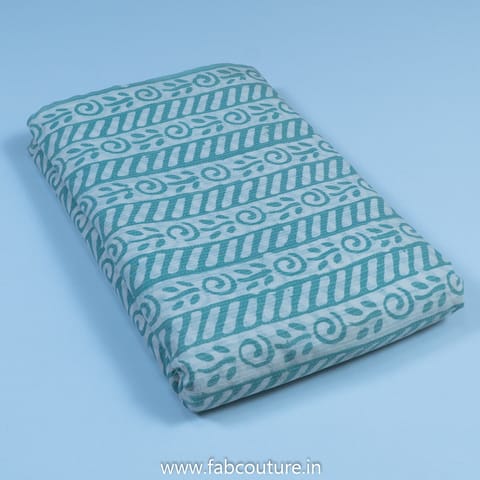 Sea Green Cotton Kantha Batik Print(1.20Mtr Piece)