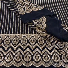 Black Georgette Embroidery(1.5Mtr Piece)