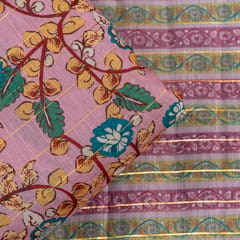 Gajree Color Muslin Zari Strips Digital Print Set