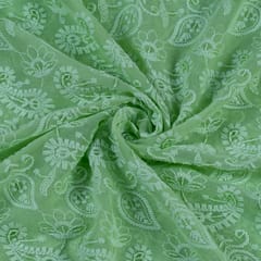 Pista Green Color Gerogette Chikan Embroidery With Sequence
