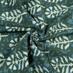 Green Color Cotton Cambric Batik Print