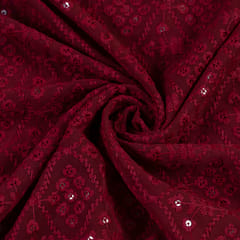 Maroon Color Georgette Chikan Embroidery