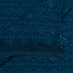 Teal Blue Color Georgette Chikan Embroidery