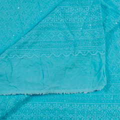 Sky Blue Color Rayon Chikan Embroidery