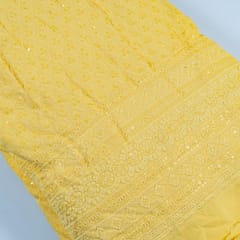 Yellow Color Rayon Chikan Embroidery