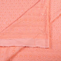 Peach Color Rayon Chikan Embroidery