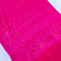 Pink Color Rayon Chikan Embroidery