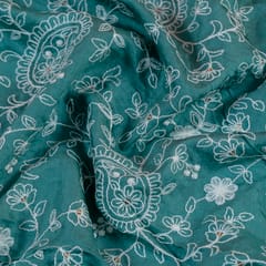Green Color Muslin Thread Embroidery