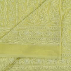 Yellow Color Georgette Chikan Embroidery With Sequins