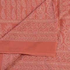 Dark Peach Color Georgette Chikan Embroidery With Sequins