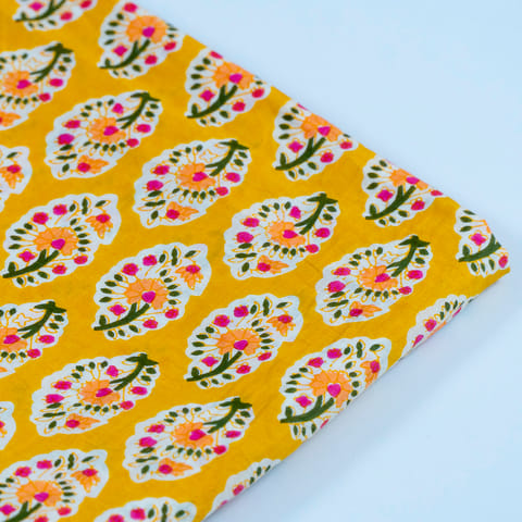 Yellow Color Cotton Cambric Print(1.50Mtr Piece)