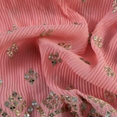 Pink Color Georgette Pleat Embroidery
