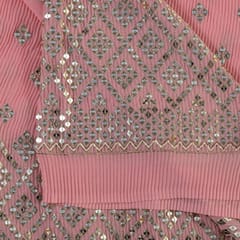 Pink Color Georgette Pleat Embroidery