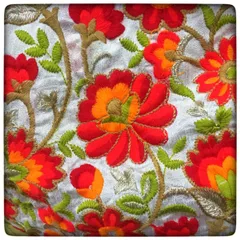 Poly Dupion flower Embroidery