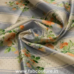 Poly Satin Stripes Floral Print